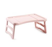 plastific Bandeja con patas plegable para desayuno o almuerzo en soporte de cama para teléfono, tableta, comer, escribir, leer, trabajar en la cama | 51 x 33 cm, talla única (rosa)