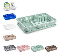 plastific Escurridor de platos de plástico para cubiertos, fregadero de cocina, escurridor de platos, escurridor de platos de plástico y bandeja escurridora de fregadero de plástico (45 x 29,7 x 8 cm,