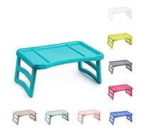 plastific Mesa plegable con patas para desayuno o almuerzo en la cama | 51 x 33 cm, tamaño único (turquesa)