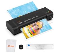 Plastificadora A4 Máquina Laminadora, 4 en 1 con 30 Bolsas de Plastificación para A4/A5/A6, Calentamiento Rápido, Plastificadora Frío Caliente con Cortador de Papel y Redondeador de Esquinas