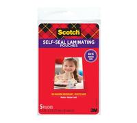 Scotch (R) Bolsas de plastificado autosellantes, acabado brillante, 4 x 6 pulgadas (PL900G)