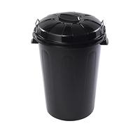 Plastiforte Cubo de Basura con Tapa 100 litros Basurero Negro Asas de Presión
