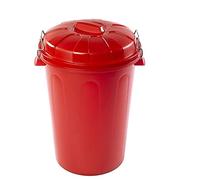 PLASTIFORTE Cubo de Basura con Tapa 100 litros basurero Rojo Asas de presión