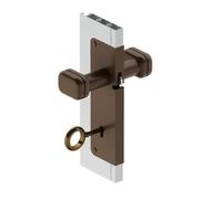 Plastik2 Cerradura para puertas de fuelle con pomo de aluminio entrada 15 tirador con cerradura y llave (marrón)