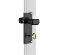 Plastik2 Cerradura para puertas de fuelle con pomo de aluminio - Tirador con cerradura y llave de entrada de 15 mm negro