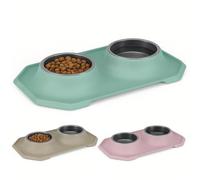 Plastiken - Comedero Doble Perro y Gato 100% Reciclado Hecho en España - Antideslizante 2x500ml - Cuenco Bebedero Comida y Agua Mascotas Medianas y Grandes - Libre BPA - Apto Lavavajillas