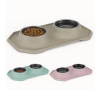 Plastiken - Comedero Doble Perro y Gato 100% Reciclado Hecho en España - Antideslizante 2x500ml - Cuenco Bebedero Comida y Agua Mascotas Medianas y Grandes - Libre BPA - Apto Lavavajillas