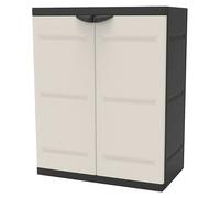 Plastiken Titanium Armario multiusos de plástico bajo (L x An x Al: 44 x 70 x 88 cm, Gris/Negro)