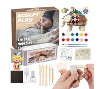 Plastilina de secado al aire para niños, plastilina autoendurecible segura y suave con juego de pintura de 12 colores - Accesorios de cerámica y cerámica para Navidad, Halloween, día de San Valentín