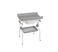 PLASTIMYR - Bañera Cambiador Bebé | Chasis Plegable | Cubeta Rígida con Tapón y Tubo de Desagüe | Bandeja Portaobjetos | Sistema Antivuelco, Gris, 80x58x102cm, 0m-12m