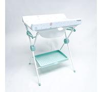 PLASTIMYR Bañera Cambiador Bebe Plegable LEA - Cambiador con Bandeja Organizadora y Patas Antideslizantes - Bañera Plegable Bebé Viaje Seguro y Compacto - Globos Multicolor - 85x63x96cm