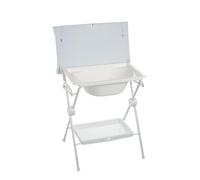PLASTIMYR Bañera Cambiador Bebe Plegable LEA - Cambiador con Bandeja Organizadora y Patas Antideslizantes - Bañera Plegable Bebé Viaje Seguro y Compacto - Búho Menta - 85x63x96 cm