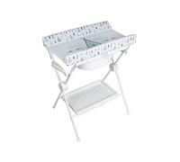 PLASTIMYR Bañera Cambiador Bebe Plegable LEA - Cambiador con Bandeja Organizadora y Patas Antideslizantes - Bañera Plegable Bebé Viaje Seguro y Compacto - Mint