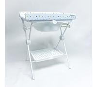 PLASTIMYR Bañera Cambiador Bebe Plegable LEA - Cambiador con Bandeja Organizadora y Patas Antideslizantes - Bañera Plegable Bebé Viaje Seguro y Compacto - Amarillo - 85x63x96cm