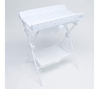 PLASTIMYR Bañera Cambiador Bebe Plegable LEA - Cambiador con Bandeja Organizadora y Patas Antideslizantes - Bañera Plegable Bebé Viaje Seguro y Compacto - Picas Gris - 85x63x96cm