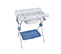 PLASTIMYR - Bañera Plegable para Bebé | Chasis Compacto con Tapón y Tubo de Desagüe | Cambiador Abatible Antivuelco | Bandeja y Pies Antideslizantes, Protector Cuna Rosa, Plástico