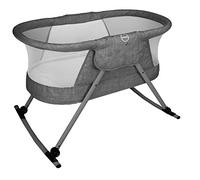 PLASTIMYR - Minicuna Plegable Ivoly | Dos Modos: Fijo y Balancín | Amplias Ventanas de Rejilla | Fácil de Transportar | Mosquitera Incluida, Gris, 1 Unidad (Paquete de 1)