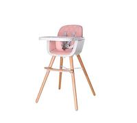 PLASTIMYR Woody | Tronas Evolutivas para Bebé | Silla Evolutiva Bebé (Rosa) | Trona de Madera con Asiento de Cuero Sintético · Arnés 5 Puntos · Diseño Minimalista · Rosa 50x65x85cm