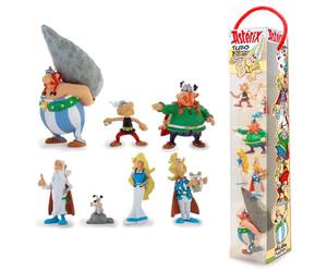 Plastoy Astérix Caja tubo con 7 figuras de la aldea gala - Resina - 4 a 10 cm