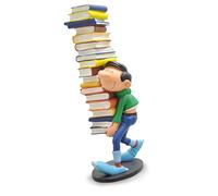 Plastoy Gaston Lagaffe Figura Gaston llevando una Pila de Libros - Resina - 25 cm