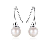 Plata 925 Pendientes Mujer, Perlas Blancas Femeninas Temperamento Clips Para Los Oídos Novedad Curvo Simple Gancho Para La Oreja Para Amante, Regalo De Fiesta Hipoalergénico Sin Plomo Espárragos A