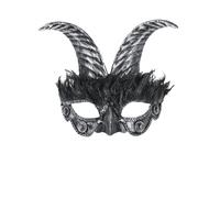 Plata Baile de Máscaras con Cuernos Máscara Adulto Halloween Accesorio Disfraz