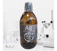 Plata coloidal artesanal 200 PPM, 500 ml. Con certificado de autenticidad. ESNUTRIENTLAB. 99,99% de pureza.