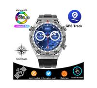 (Plata) Compatible con Huawei GPS NFC Smart Watch NUEVO DT Ultra No.1 Adulto Frecuencia Cardíaca HD BT Llamada
