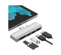 (Plata) Compatible con Microsoft Surface Pro 6 Pro 5 Pro 4 Dock Hub Estación de acoplamiento USB 5 en