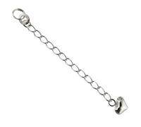 Plata de Ley 2 "collar cadena extensor con Split Ring y puff corazón, 2 cm extensión