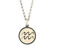 Plata de ley 925 | Collar con colgante del símbolo de Acuario | Zodiaco | Con cadena de 45 cm. Tamaño: 24 mm | Joyería unisex hecha a mano con baño de plata del signo de Acuario | LK_PNK_02454