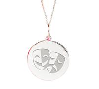 Plata de ley 925 | Collar con máscaras de símbolos de teatro, colgante de comedia y tragedia con cadena de 45 cm. Tamaño: 24 mm. Delicado dije de graduación de actriz chapado en plata | LK_PNK_02406