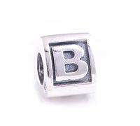 Plata de Ley 925 con letras del alfabeto"B bloque cuenta para pulsera Pandora Biagi Chamilia y pulseras Trollbeads