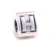 Plata de Ley 925 con letras del alfabeto "H bloque cuenta para pulsera Pandora Biagi Chamilia y pulseras Trollbeads