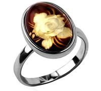 Plata de ley Ámbar Cameo Anillo tamaños 5,6,7,8,9,10,11,12