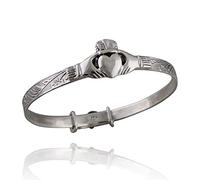 Plata de Ley Celtic Claddagh Bebé brazalete pulsera - ajustable 5 "a 6"