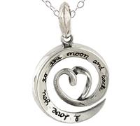 Plata de Ley I Love You To The Moon And Back collar con colgante en forma de corazón, con 18 pulgadas cadena