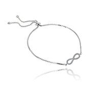 Plata de Ley Infinito Ajustable Lovve pull-String Bolo pulsera con CZ Acentos