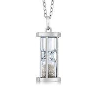 Plata de Ley reloj de arena colgante con 0,50 Ct diamante genuino polvo y cadena de 18 "