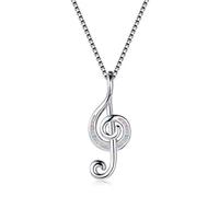 Plata esterlina 925 Octubre Birthstone Opal Music Note Collares Sterling Silver Dance Lover Collares pendientes para mujeres Niñas Regalos Joyas-White-One size