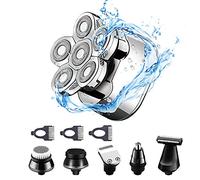 Plata,Kit de afeitadora eléctrica de hombre multifuncional Kit sin cable Impermeable Pelo Clipper Piel y recortador de barba con limpieza facial Cepillo LED Pantalla USB Carga