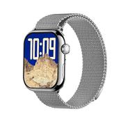 (Plata) KL08 Reloj inteligente con pantalla a color de 2,04 pulgadas y correa de acero milanesa, compatible