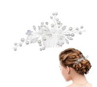 Plata Nupcial Tocado, Accesorios para el Cabello Novia boda Peines de pelo flor perla Headpiece nupcial cristal hoja accesorios para el cabello para mujeres y niñas (plata)