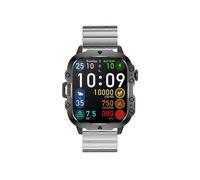 (Plata) Reloj inteligente QX11 de 1,96 pulgadas con pantalla a color y correa de acero flameado, compatible