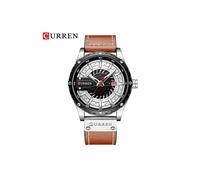 (Plata) Reloj para hombre Curren, relojes de pulsera casuales de cuero de primera marca para hombres,