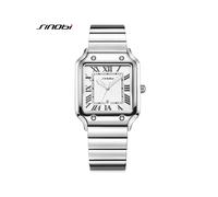 (Plata) Relojes de cuarzo SINOBI de diseño casual para hombre, relojes de pulsera de acero inoxidable