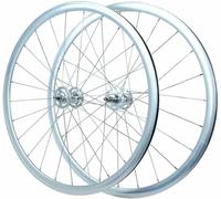 Plata,Rueda Fija 700C Juego De Ruedas con Buje De Tornillo 9.5X100mm/9.5X120mm Eje Sólido, Rosca Flip-Flop (Piñón Libre Y Fijo), 2 Rodamientos Sellados