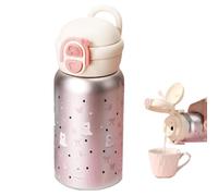 Plata Termo, 500 ML Lazo Rosa Thermos, Taza Térmica infantil, Botella Agua Niños Acero Inoxidable, Taza de Viaje de Café a Prueba de Fugas, Interior de Acero Inoxidable, Para Café, Té y Deporte
