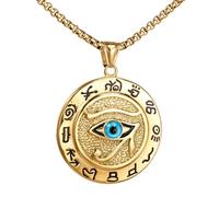 Plata y oro egipcio Hip Hop Ojo de Horus Ra Colgante Collar Cadena de acero inoxidable Accesorios de joyería