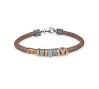 Platadepalo CB37F-T19 - Pulsera Mujer de cuero con piezas de Plata de Ley 925 y bronce modelo Svein CB37F talla 19